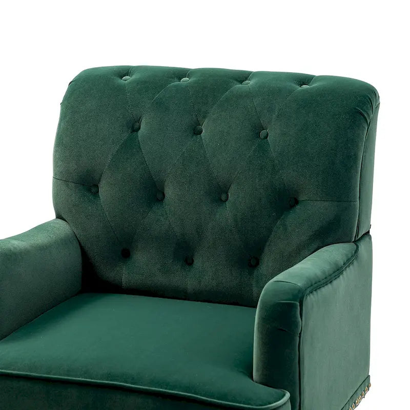 Fauteuil club capitonné Geltrude de HULALA HOME, de style transitionnel, avec pieds tournés en bois
