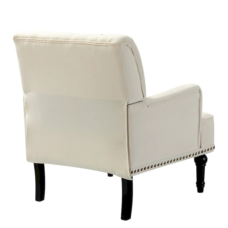 Fauteuil club capitonné Geltrude de HULALA HOME, de style transitionnel, avec pieds tournés en bois