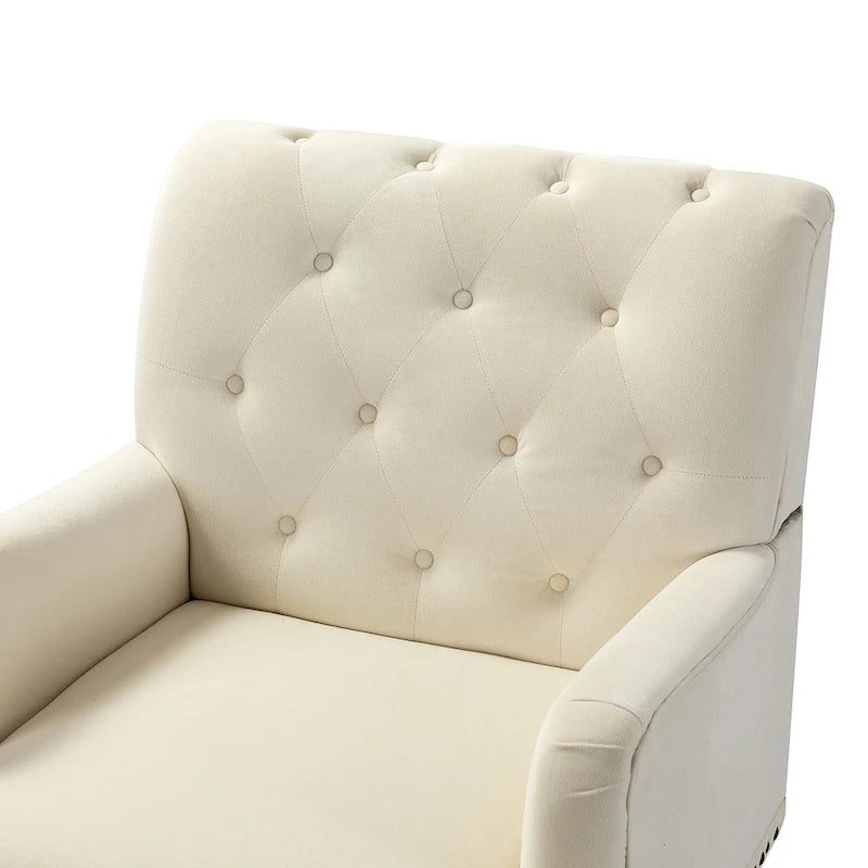 Fauteuil club capitonné Geltrude de HULALA HOME, de style transitionnel, avec pieds tournés en bois