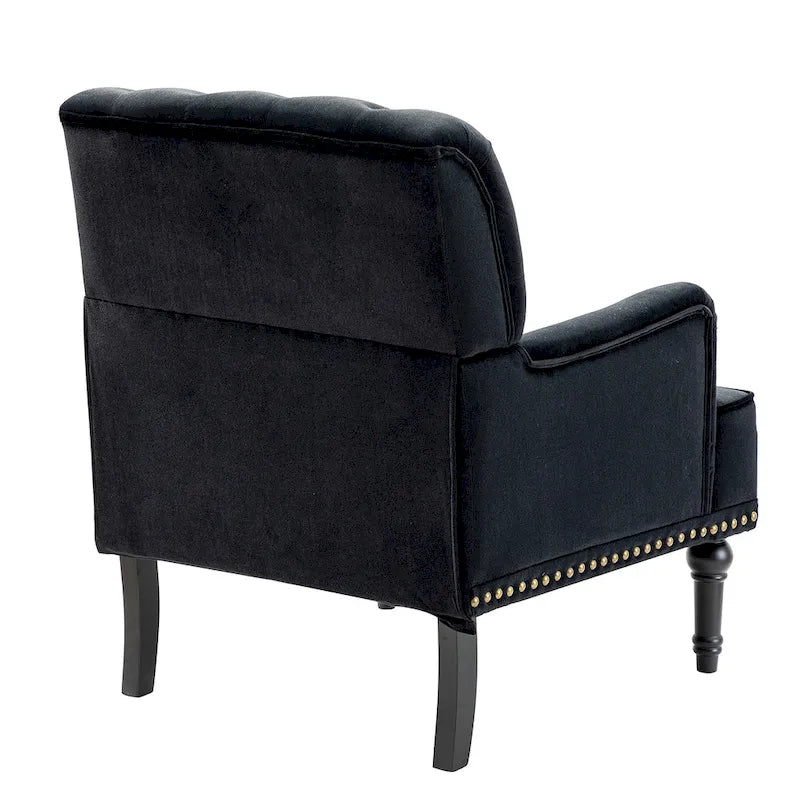 Fauteuil club capitonné Geltrude de HULALA HOME, de style transitionnel, avec pieds tournés en bois