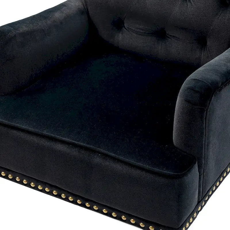 Fauteuil club capitonné Geltrude de HULALA HOME, de style transitionnel, avec pieds tournés en bois