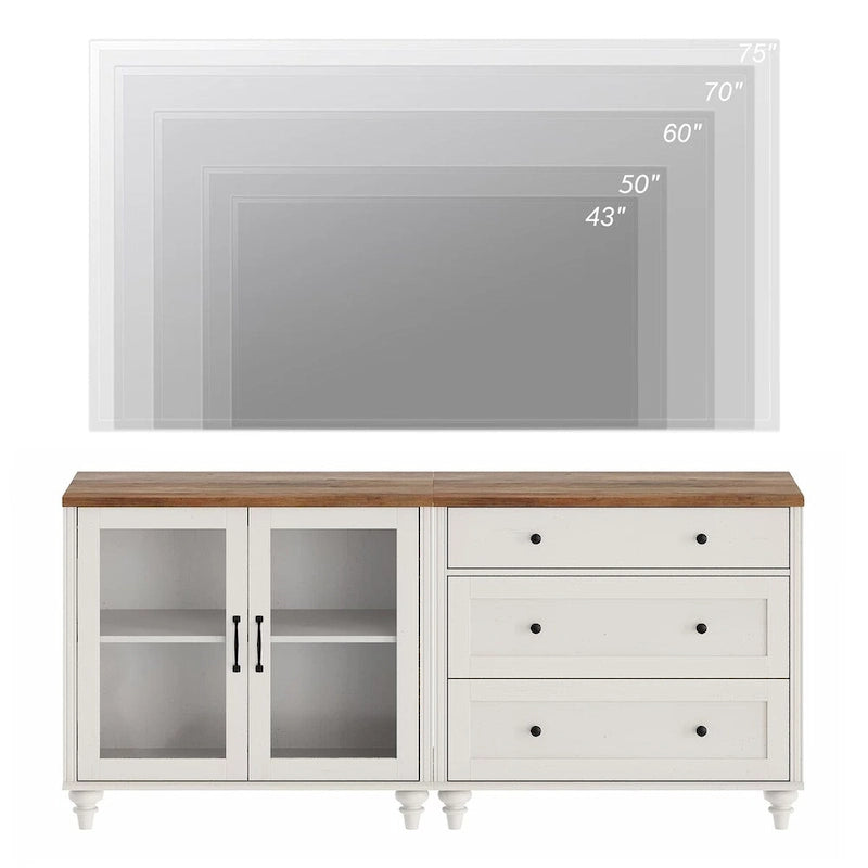 Meuble Buffet de Cuisine avec Rangement, Desserte et Vaisselier 2 en 1 - 173 cm