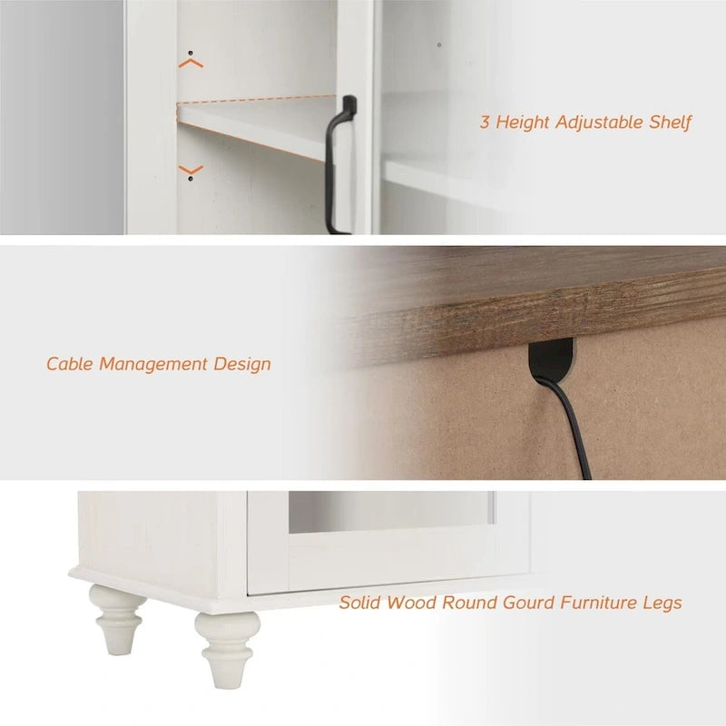 Meuble Buffet de Cuisine avec Rangement, Desserte et Vaisselier 2 en 1 - 173 cm