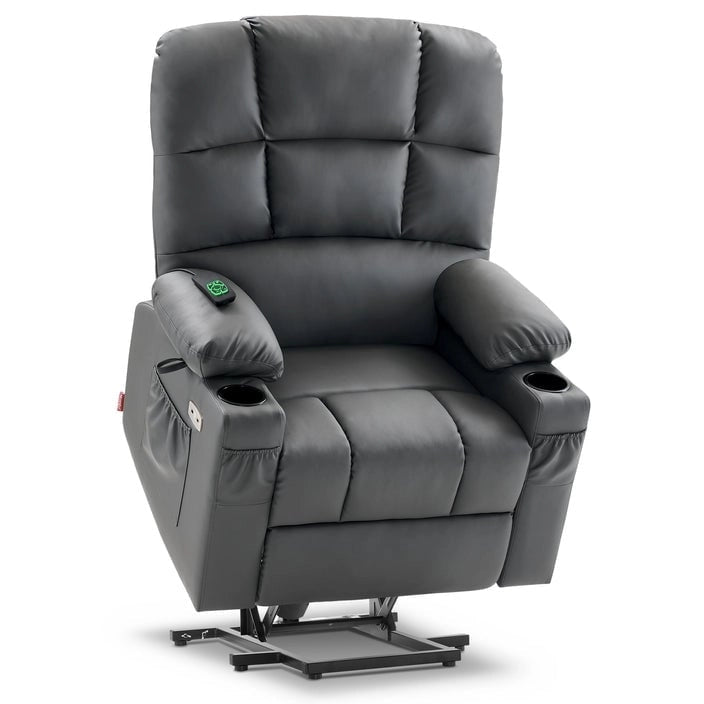 Fauteuil inclinable MCombo Medium Power Lift à double moteur avec massage et chauffage pour personnes âgées, similicuir 7679