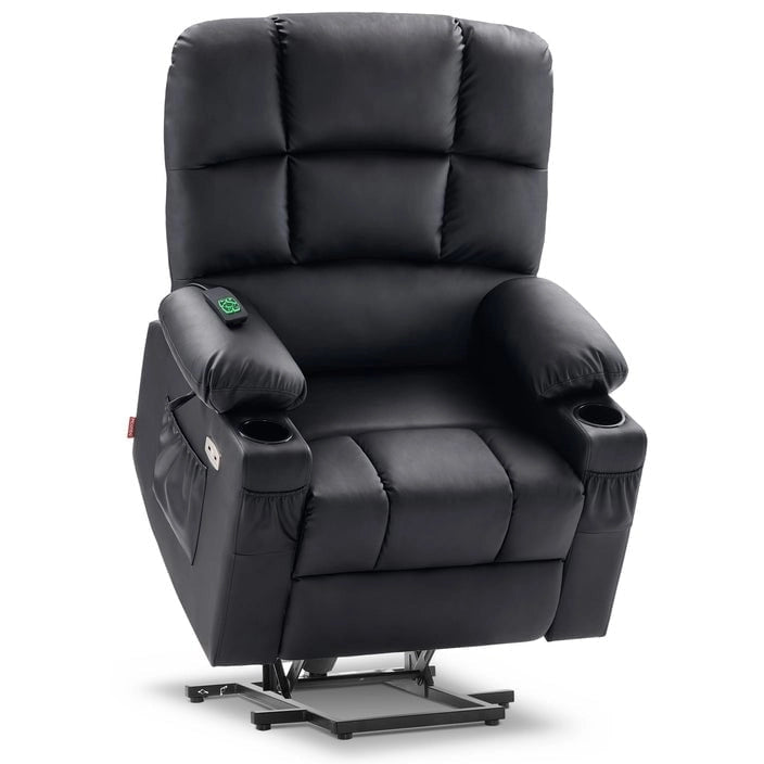 Fauteuil inclinable MCombo Medium Power Lift à double moteur avec massage et chauffage pour personnes âgées, similicuir 7679