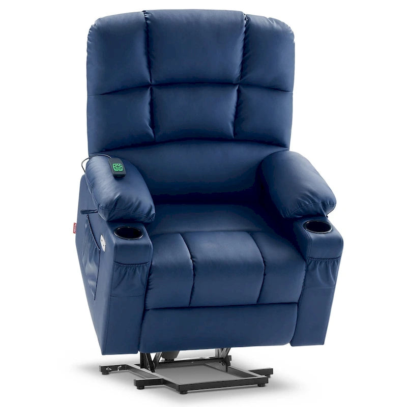 Fauteuil inclinable MCombo Medium Power Lift à double moteur avec massage et chauffage pour personnes âgées, similicuir 7679