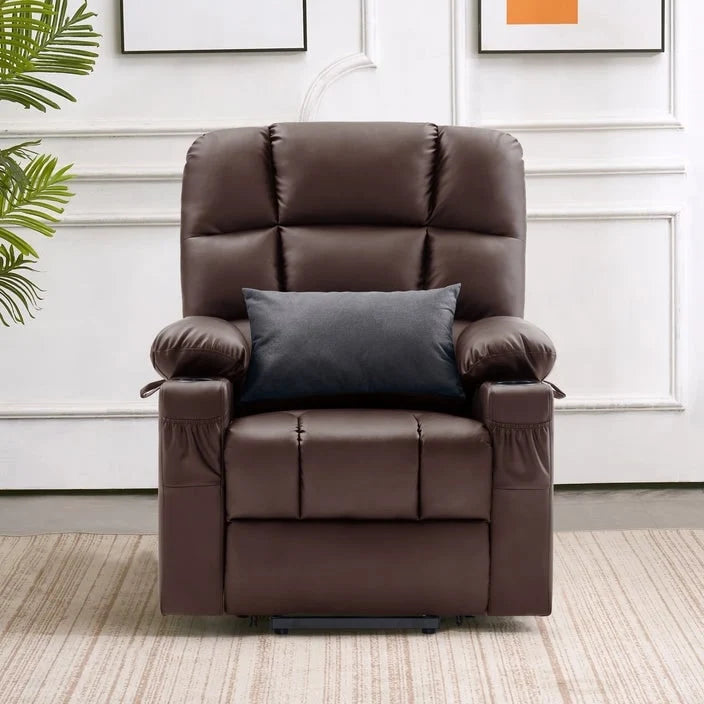 Fauteuil inclinable MCombo Medium Power Lift à double moteur avec massage et chauffage pour personnes âgées, similicuir 7679