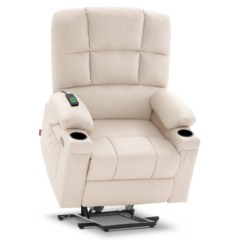 Fauteuil inclinable MCombo Medium Power Lift à double moteur avec massage et chauffage pour personnes âgées, similicuir 7679