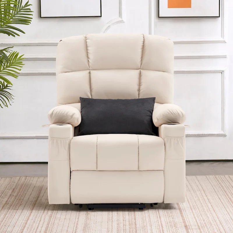 Fauteuil inclinable MCombo Medium Power Lift à double moteur avec massage et chauffage pour personnes âgées, similicuir 7679