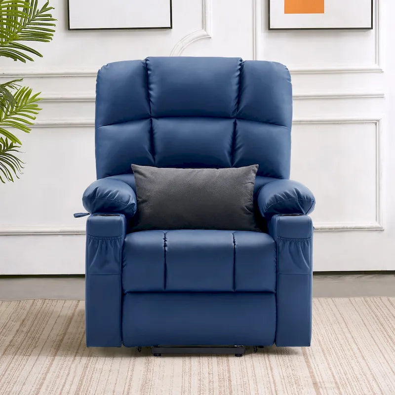 Fauteuil inclinable MCombo Medium Power Lift à double moteur avec massage et chauffage pour personnes âgées, similicuir 7679