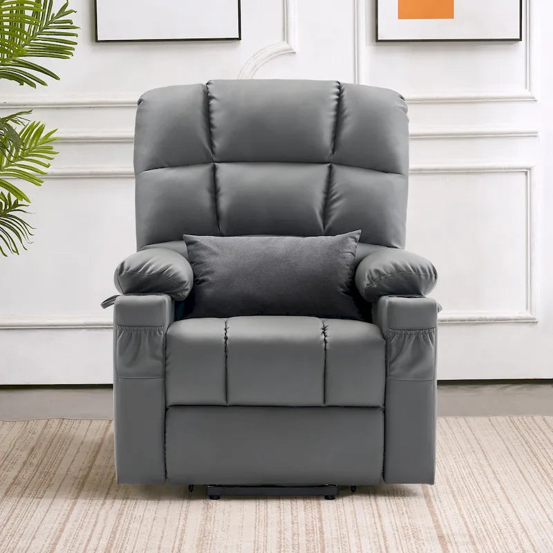 Fauteuil inclinable MCombo Medium Power Lift à double moteur avec massage et chauffage pour personnes âgées, similicuir 7679