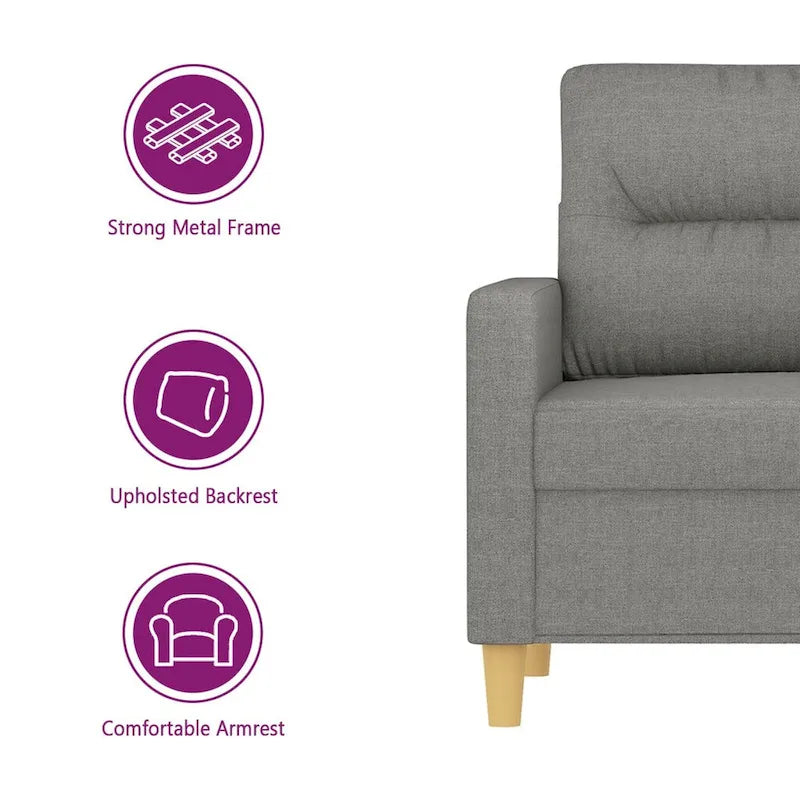 vidaXL Canapé 2 places gris foncé 55,1 Tissu - 62,2 x 30,3 x 31,5