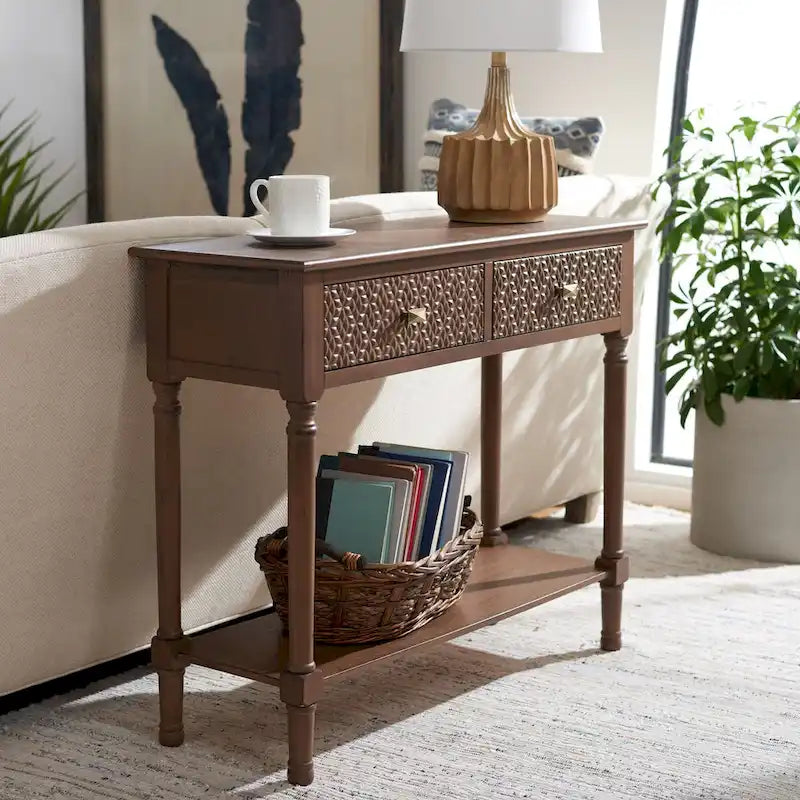 Console 2 tiroirs SAFAVIEH Salina - 35,5 L x 13 P x 29,5 H - 36Wx13Dx30H