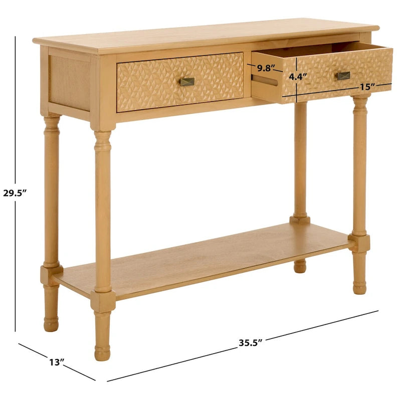 Console 2 tiroirs SAFAVIEH Salina - 35,5 L x 13 P x 29,5 H - 36Wx13Dx30H