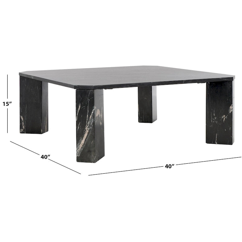SAFAVIEH Couture Elseline Table basse carrée en marbre - 40 po L x 40 po P x 15 po H - 40Lx40Px15H