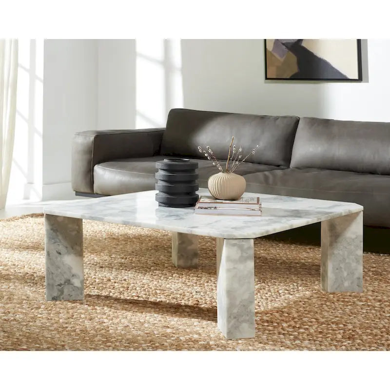 SAFAVIEH Couture Elseline Table basse carrée en marbre - 40 po L x 40 po P x 15 po H - 40Lx40Px15H