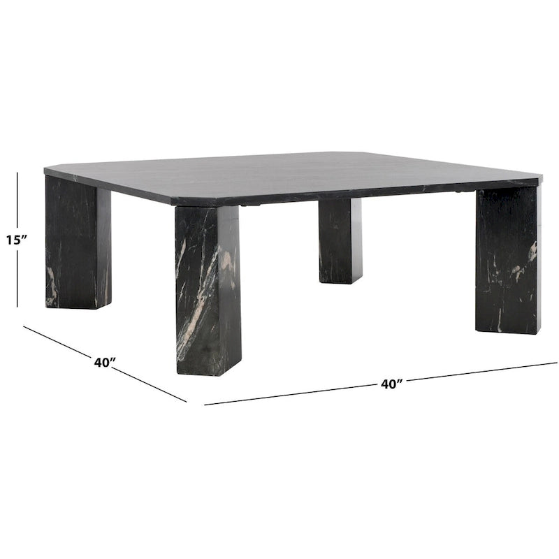 SAFAVIEH Couture Elseline Table basse carrée en marbre - 40 po L x 40 po P x 15 po H - 40Lx40Px15H