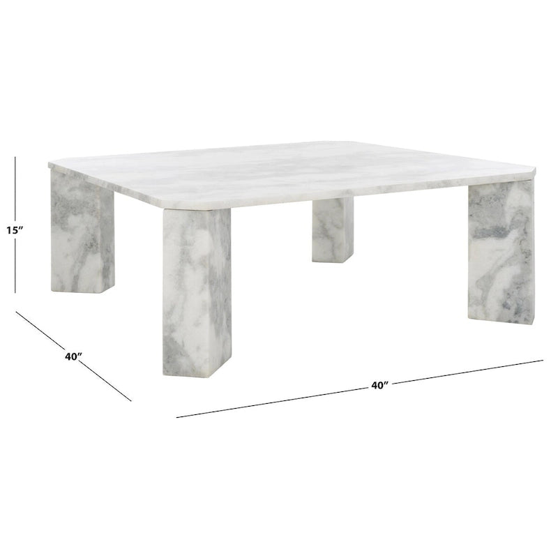 SAFAVIEH Couture Elseline Table basse carrée en marbre - 40 po L x 40 po P x 15 po H - 40Lx40Px15H