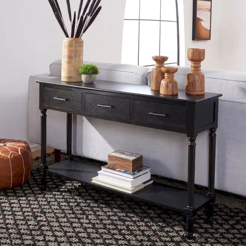 SAFAVIEH Jeanie, Console à 3 tiroirs et étagère inférieure - 47,3 L x 13 P x 29,5 H - 47Wx13Px30H