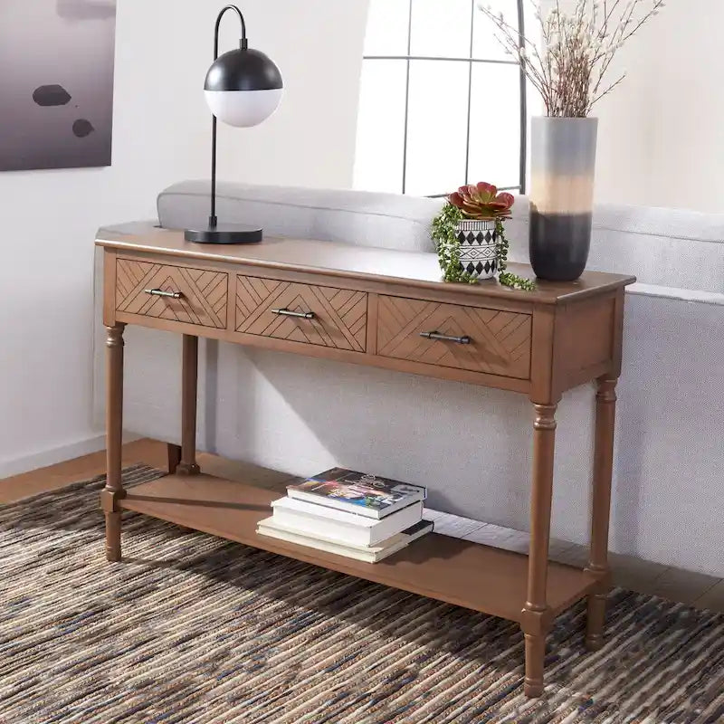 SAFAVIEH Jeanie, Console à 3 tiroirs et étagère inférieure - 47,3 L x 13 P x 29,5 H - 47Wx13Px30H
