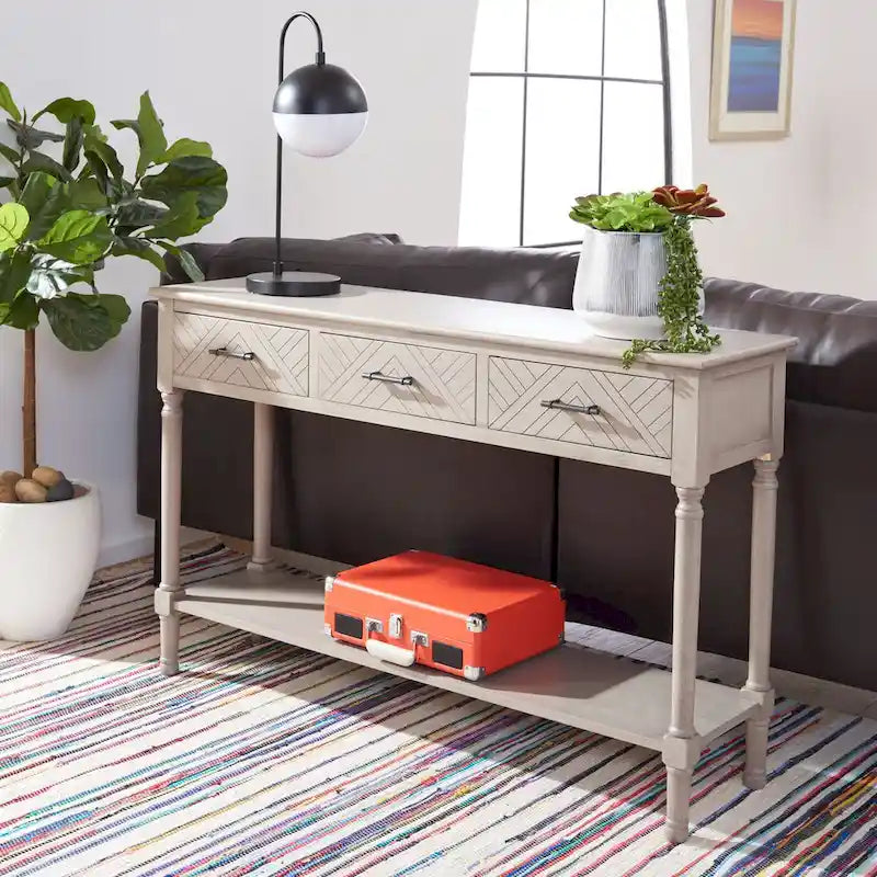 SAFAVIEH Jeanie, Console à 3 tiroirs et étagère inférieure - 47,3 L x 13 P x 29,5 H - 47Wx13Px30H