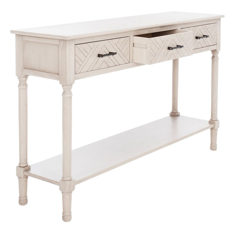 SAFAVIEH Jeanie, Console à 3 tiroirs et étagère inférieure - 47,3 L x 13 P x 29,5 H - 47Wx13Px30H