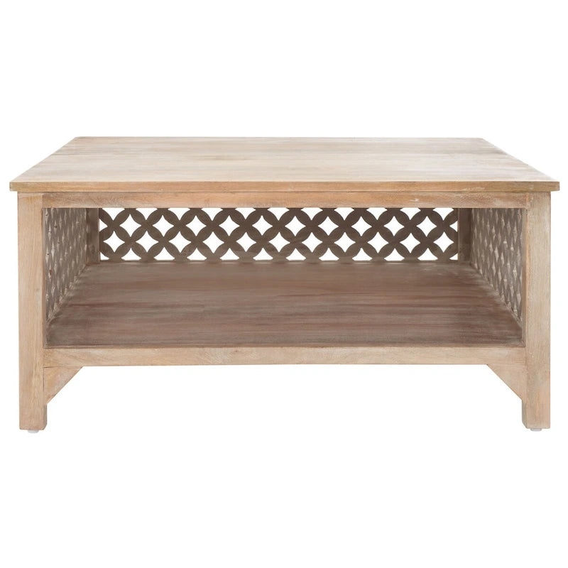 Table basse à étagère unique carrée Bernardina SAFAVIEH - 34 L x 34 P x 16 H - 34Lx34Px16H