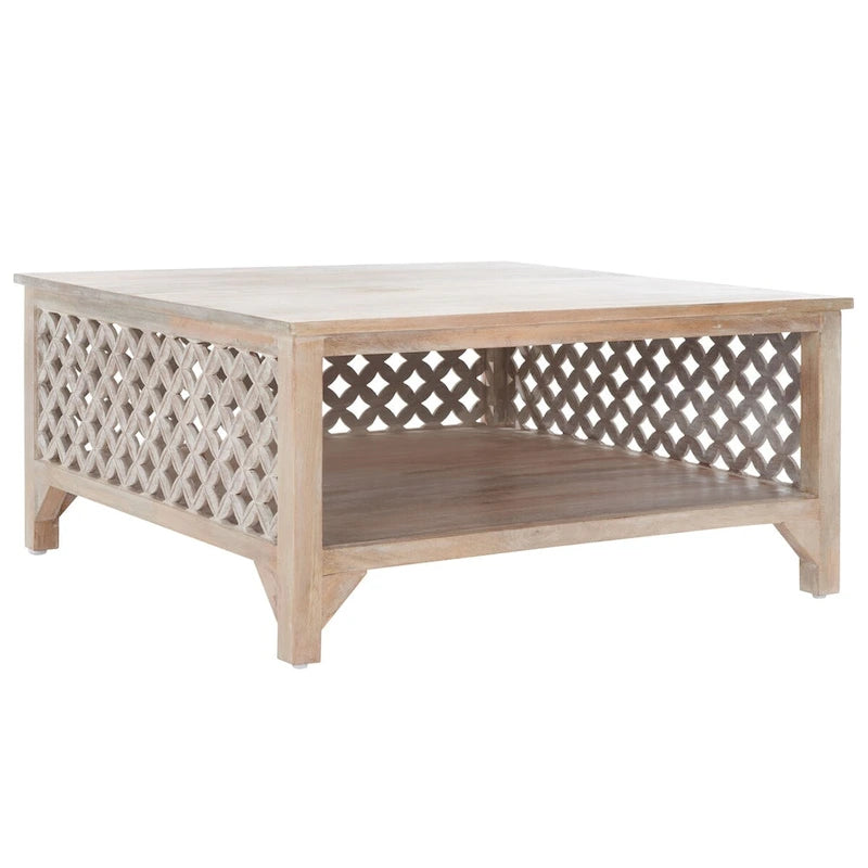 Table basse à étagère unique carrée Bernardina SAFAVIEH - 34 L x 34 P x 16 H - 34Lx34Px16H