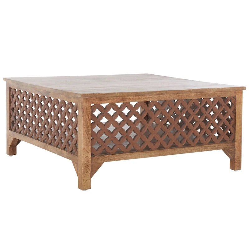 Table basse à étagère unique carrée Bernardina SAFAVIEH - 34 L x 34 P x 16 H - 34Lx34Px16H