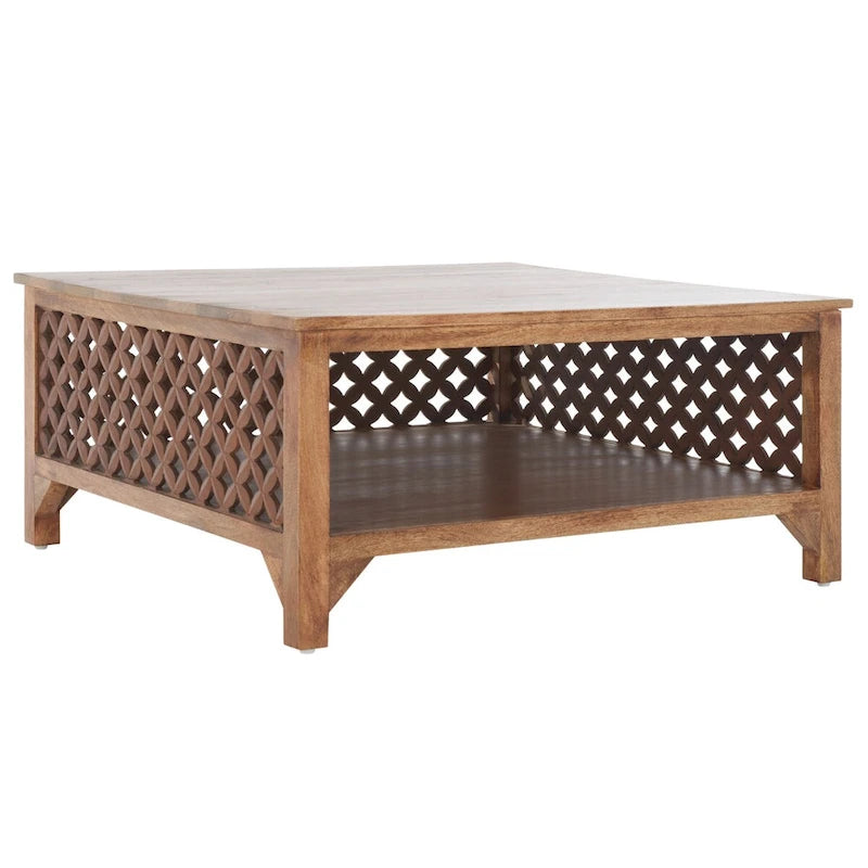Table basse à étagère unique carrée Bernardina SAFAVIEH - 34 L x 34 P x 16 H - 34Lx34Px16H