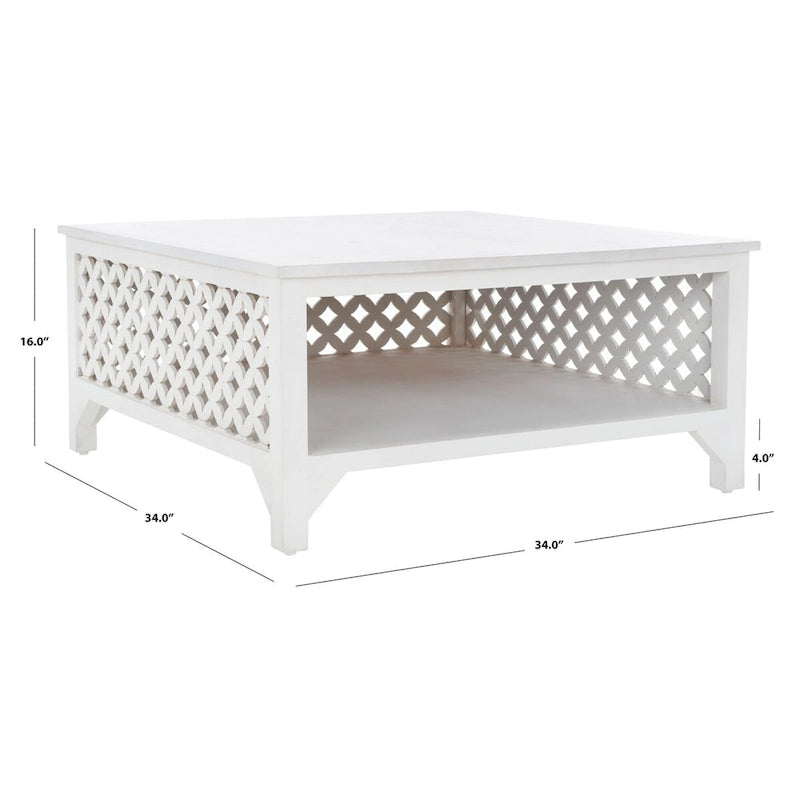 Table basse à étagère unique carrée Bernardina SAFAVIEH - 34 L x 34 P x 16 H - 34Lx34Px16H