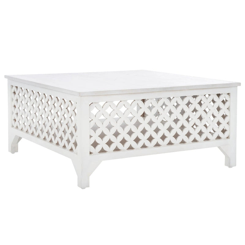 Table basse à étagère unique carrée Bernardina SAFAVIEH - 34 L x 34 P x 16 H - 34Lx34Px16H