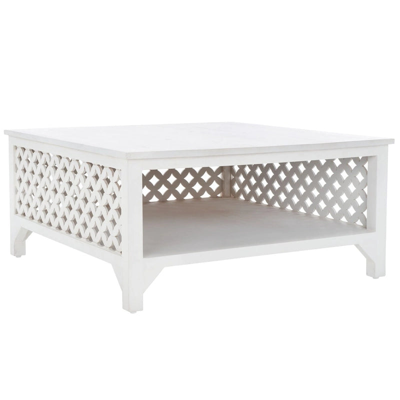 Table basse à étagère unique carrée Bernardina SAFAVIEH - 34 L x 34 P x 16 H - 34Lx34Px16H