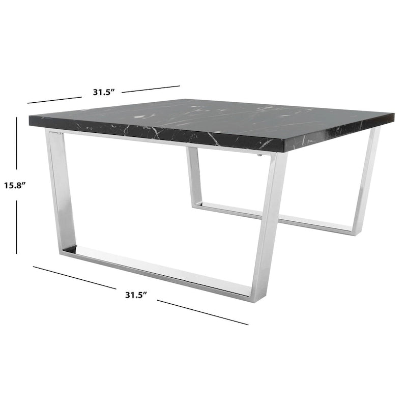 Table basse carrée SAFAVIEH Bea noire/laiton - 80 x 80 x 40 cm - 32L x 32P x 16H