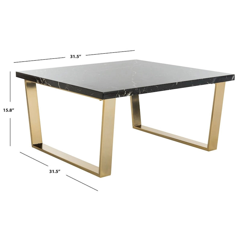 Table basse carrée SAFAVIEH Bea noire/laiton - 80 x 80 x 40 cm - 32L x 32P x 16H