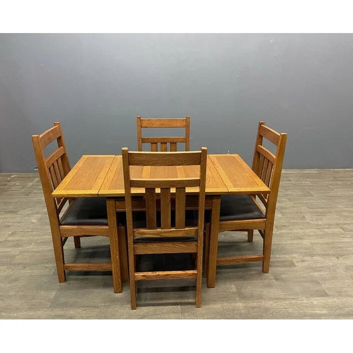 Table de cuisine Mission en chêne avec 2 rallonges et 4 chaises de salle à manger en chêne