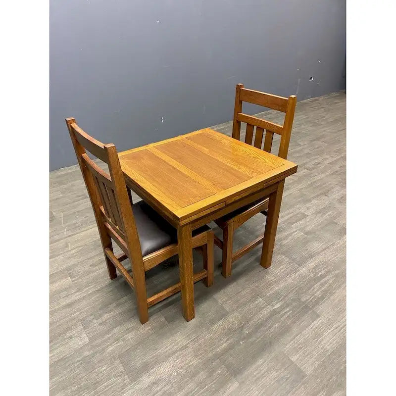 Table de cuisine Mission en chêne avec 2 rallonges et 4 chaises de salle à manger en chêne