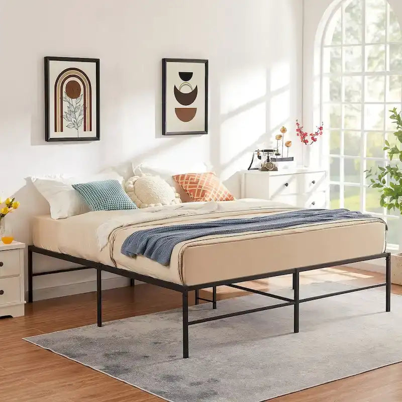 Cadre de lit plateforme en métal King Size de 46 cm avec lattes en acier
