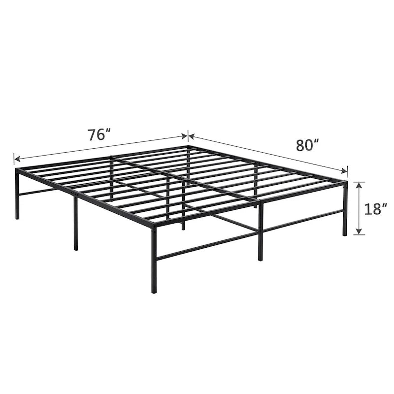 Cadre de lit plateforme en métal King Size de 46 cm avec lattes en acier