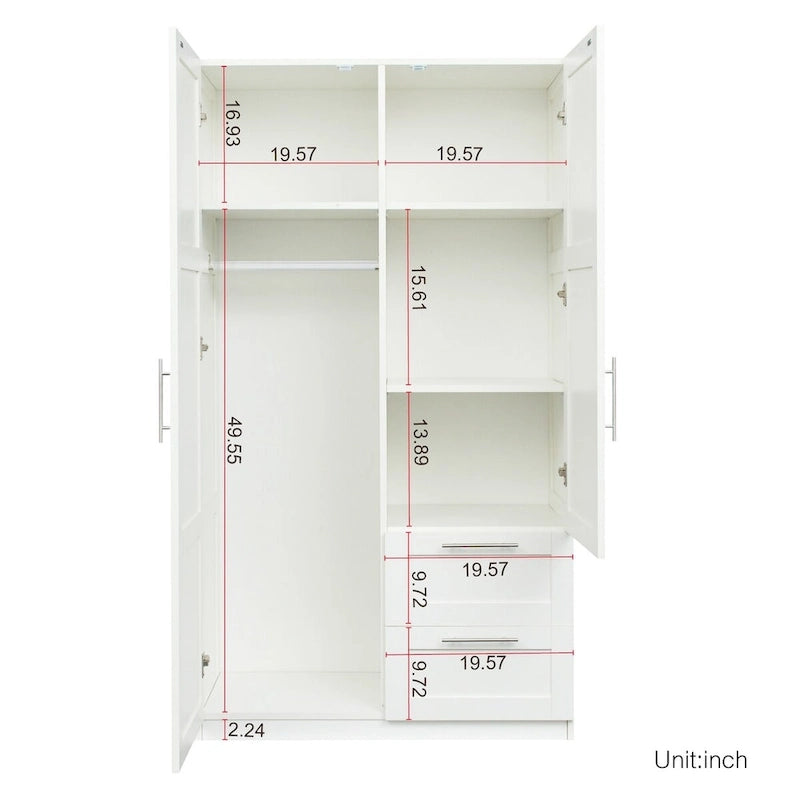 Grande armoire avec 2 tiroirs et 5 espaces de rangement