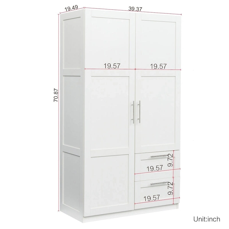 Grande armoire avec 2 tiroirs et 5 espaces de rangement