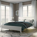 Lit plateforme Queen en bois massif blanc moderne, élégant et robuste