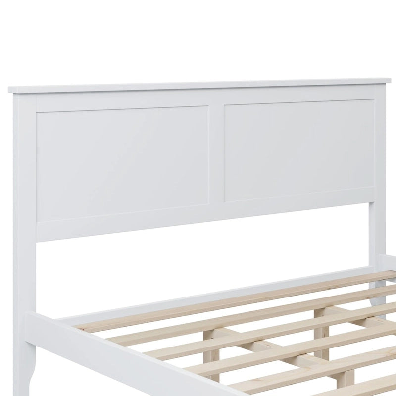 Lit plateforme Queen en bois massif blanc moderne, élégant et robuste
