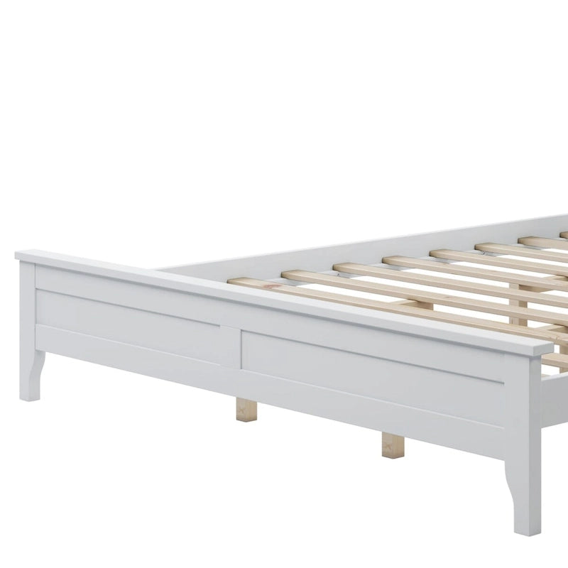 Lit plateforme Queen en bois massif blanc moderne, élégant et robuste