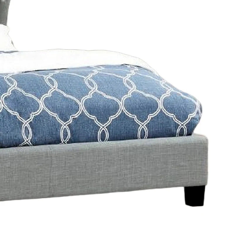 Lit Jimi California King, tête de lit ailée rembourrée, polyester gris