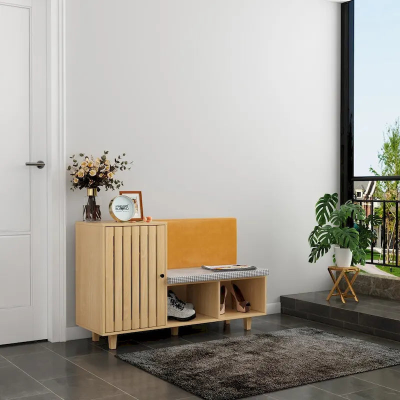 Meuble à chaussures multifonction avec banc capitonné et grand espace de rangement