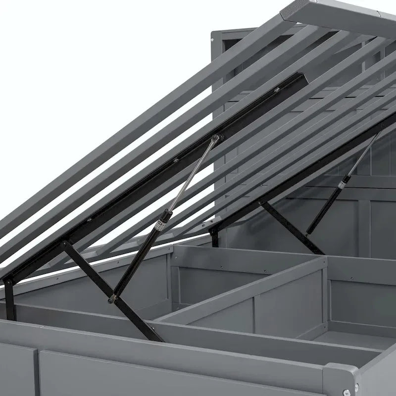 Lit plateforme hydraulique Queen en bois avec rangement et tête de lit LED