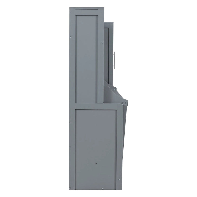 Lit escamotable Queen Size avec armoire et tiroirs, Gris