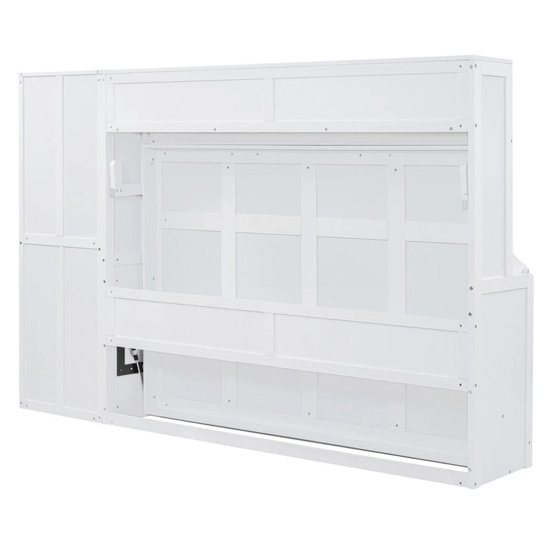 Lit escamotable Queen Size avec armoire et tiroirs, Gris