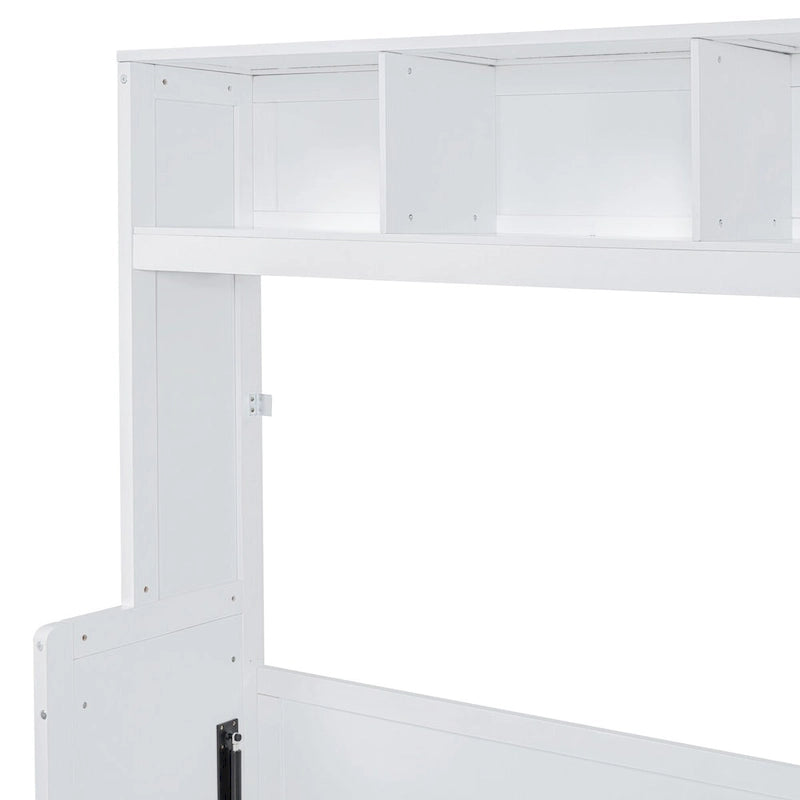 Lit escamotable Queen Size avec armoire et tiroirs, Gris